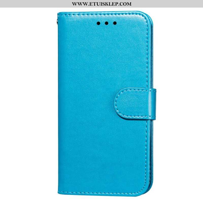 Etui Folio do Samsung Galaxy S22 5G z Łańcuch Pasek W Jednolitym Kolorze